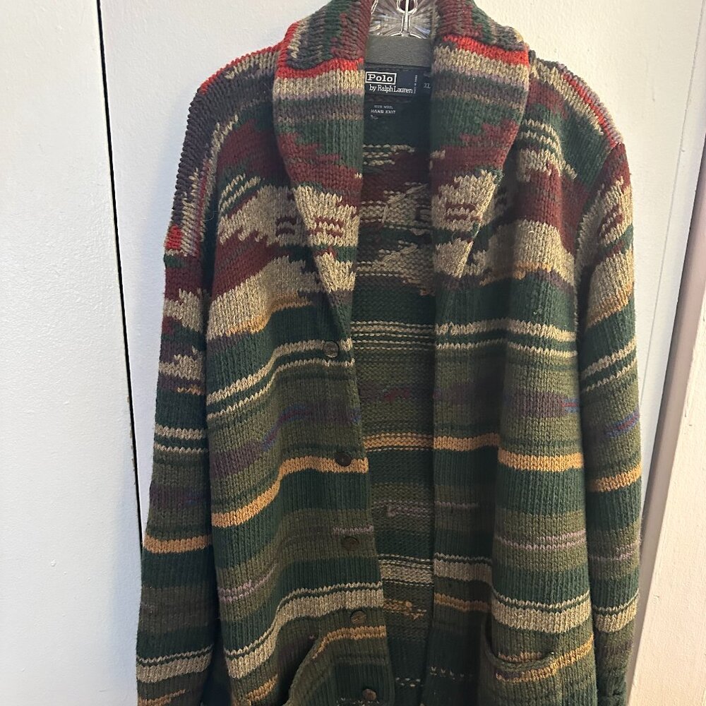RALPH LAUREN HANDKNIT SOUTHWESTERN CARDIGAN SWEATER